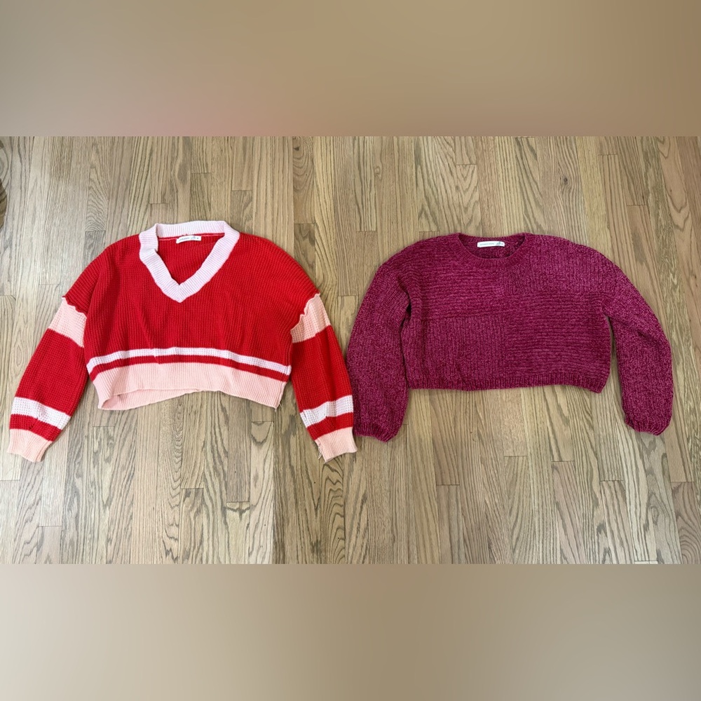 Altar'd State Red/ Pink V-Neck Sweater and Maroon sweater